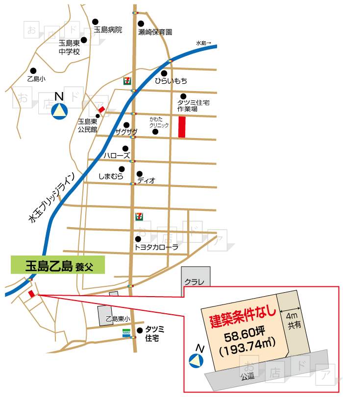 倉敷市玉島乙島高崎の新築分譲住宅の地図と区画配置図